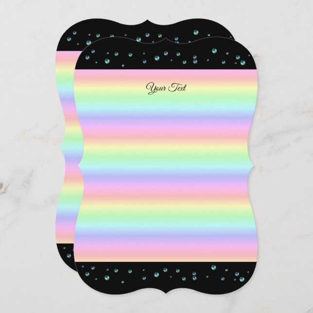 Convite Pérolas em Preto e Arco-íris (Frente/Verso)