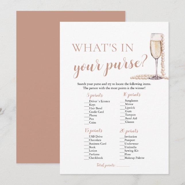 Convite Pérolas Modernas & Prosecco O Que Está no Seu Bols (Frente/Verso)