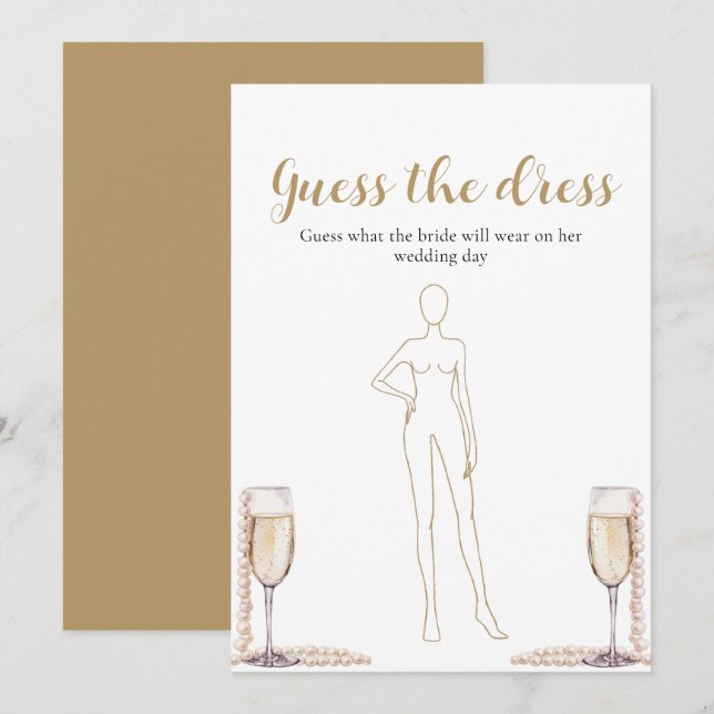 Convite Pérolas Prosecco Adivinhe O Vestido Jogo De Chá De (Frente/Verso)