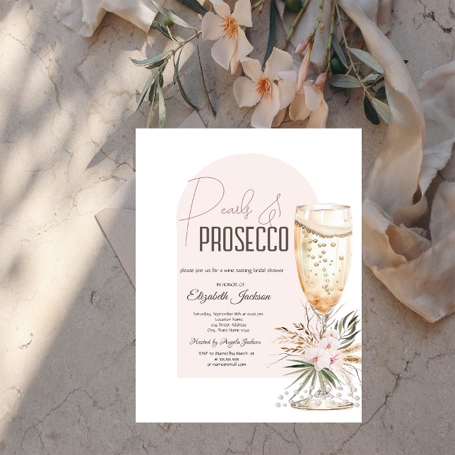 Convite Pérolas Prosecco Boho Flores Brunch & Bubbly (Criador carregado)