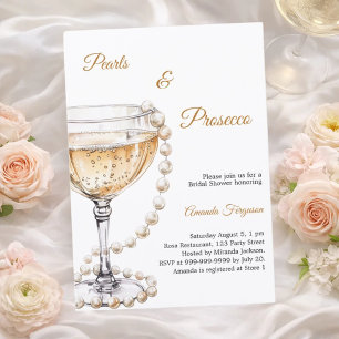 Convite Pérolas Prosecco Chá de Noiva elegante