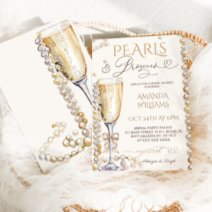 Convite Pérolas & Prosecco Chá de Noiva Elegante