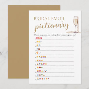 Convite Pérolas & Prosecco Chá de Noiva Emoji Pictionary