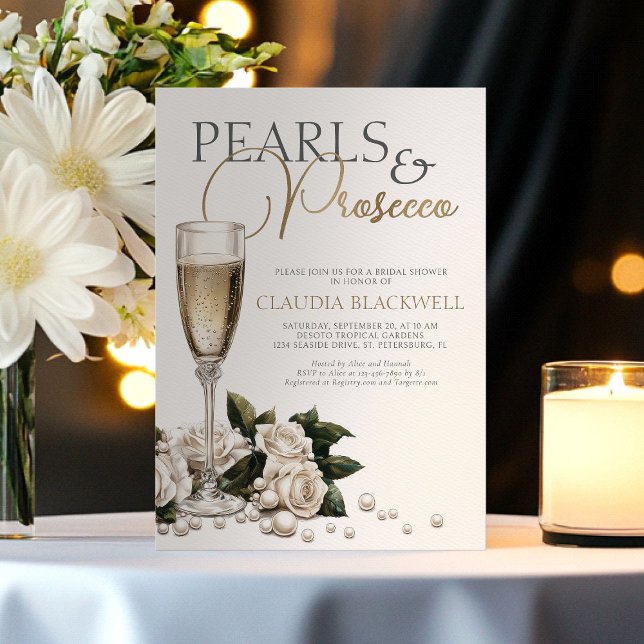 Convite Pérolas Prosecco Champanhe Bridal Shower (Criador carregado)