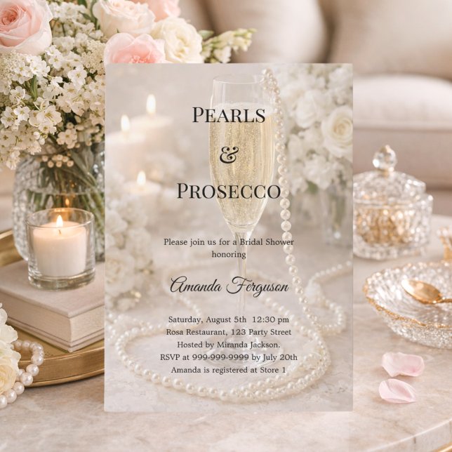 Convite Pérolas Prosecco luxuoso Chá de Noiva (Criador carregado)