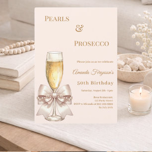 Convite Pérolas Prosecco marfim beijo de noiva elegante an