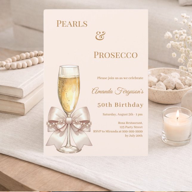Convite Pérolas Prosecco marfim beijo de noiva elegante an (Criador carregado)