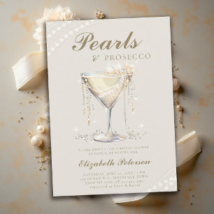 Convite Pérolas Prosecco Marfim Chá de Noiva Elegante Brun