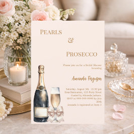 Convite Pérolas Prosecco marfim rosa laço Chuveiro de Noiv