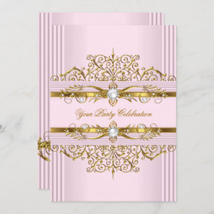 Convite Pérolas rosa Bolsa mensageifesta de aniversario el