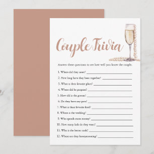 Convite Pérolas Rosa e Casal Prosecco - Jogo Bridal Trivia