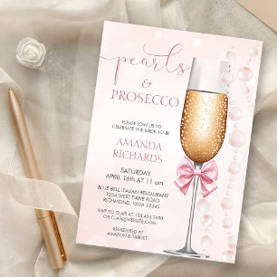 Convite Pérolas rosa Pastel e Chá de panela Prosecco