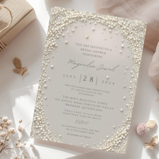 Convite Pérolas Rosa Pastel Elegantes Editáveis com Diaman