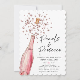 Convite Pérolas rosa únicas e Chá de panela Prosecco