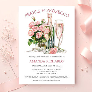 Convite Pérolas rosas e Chá de panela Prosecco
