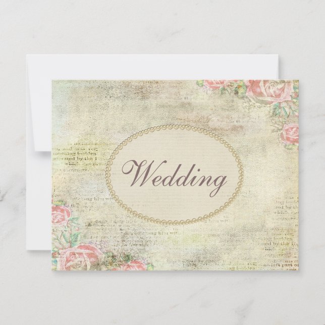 Convite Pérolas & rosas impressos do chique do laço que (Frente)