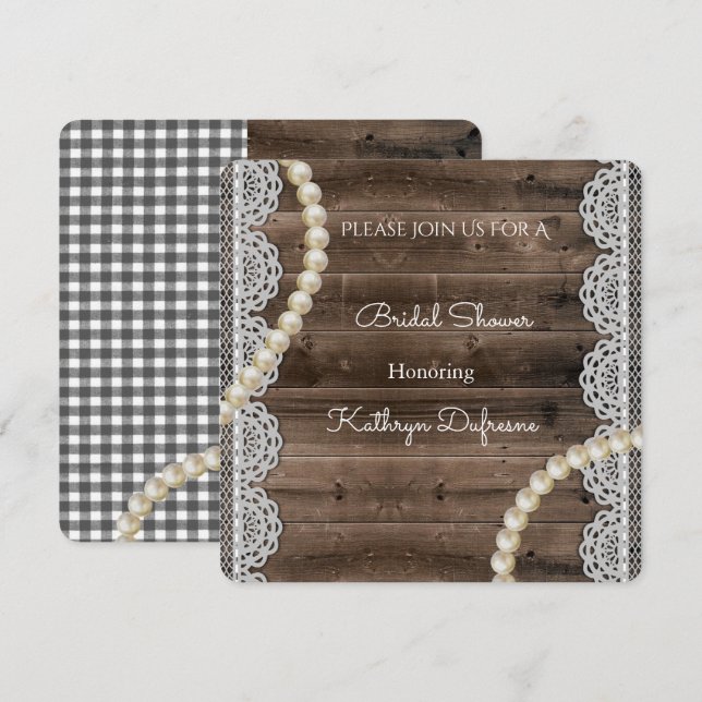 Convite Pérolas Russas e Chá de panela de rendas (Frente/Verso)