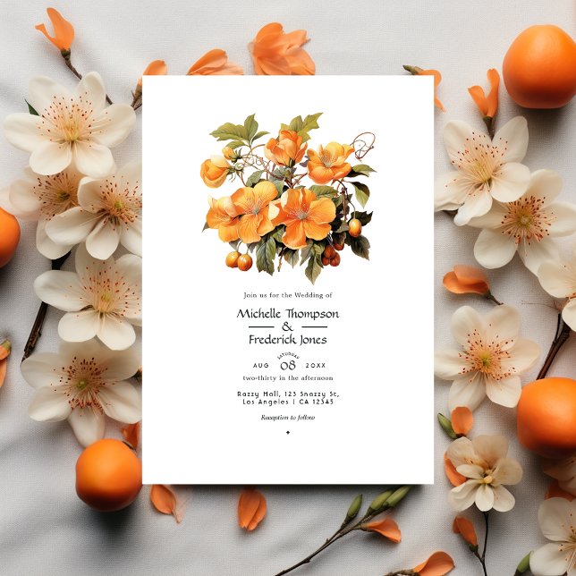 Convite Persimmon Floral Wedding (Criador carregado)