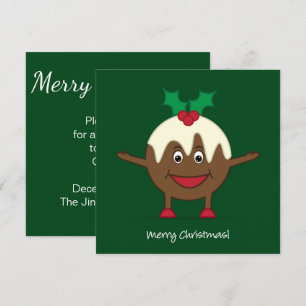 Convite personagem de desenho animado de pudim de Natal