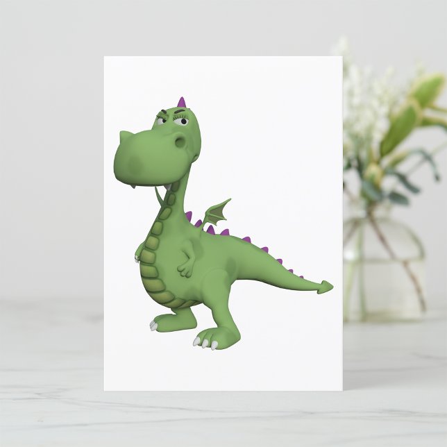Convite Personagem de Dinossauro Verde com Espinhos Roxos (Criador carregado)