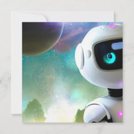 Convite Personagem de Robô Amigável com Estilo Retro Futur