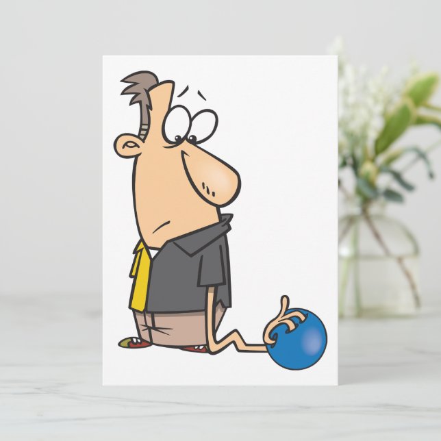 Convite Personagem engraçado e triste de jogador de bolich (Em pé/Frente)