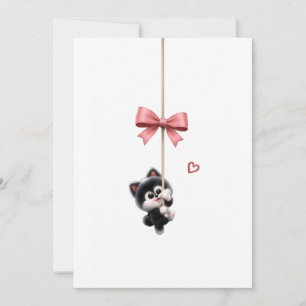 Convite Personagem Fofo com Pingente de Laço Rosa - Adoráv