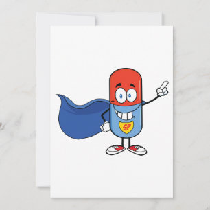 Convite Personagem Herói Cartoon da Super Pílula