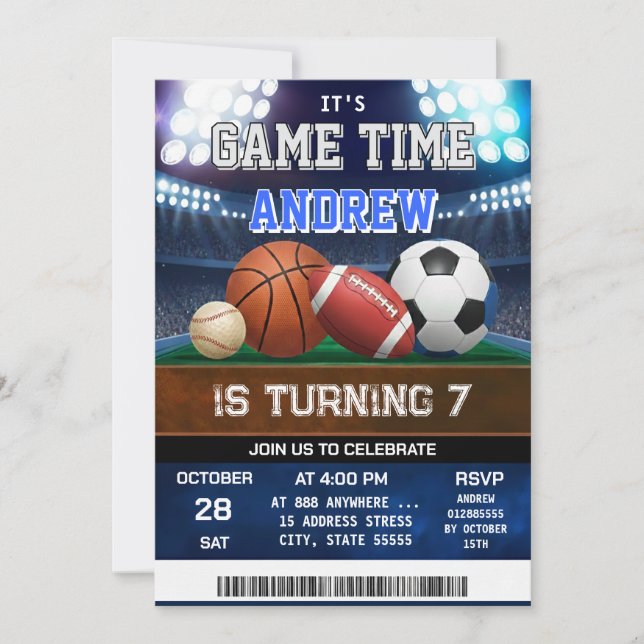 Convite Personal All Star Sports Birthday Invitation (Frente)