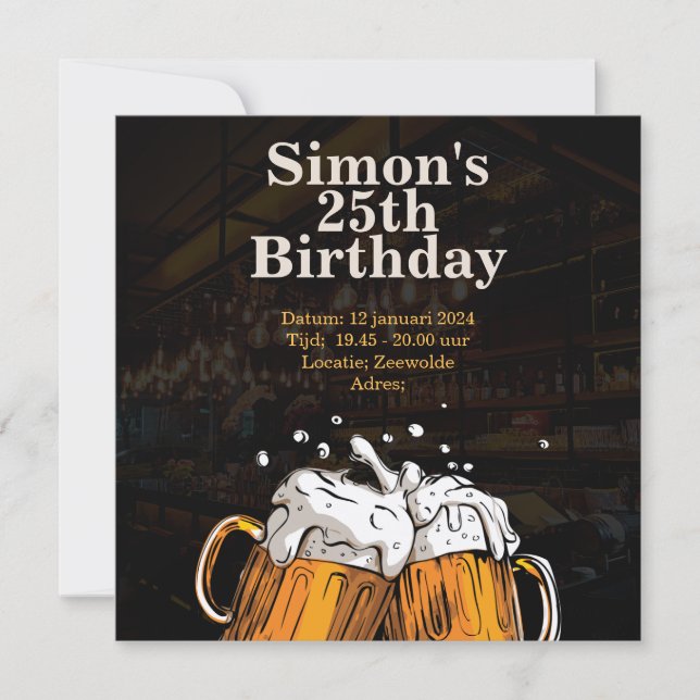 Convite Personal Birthday invitation beer (Frente)