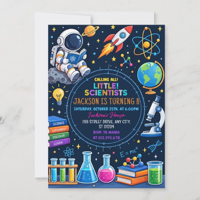 Convite Personal Digital Science Birthday (Frente)