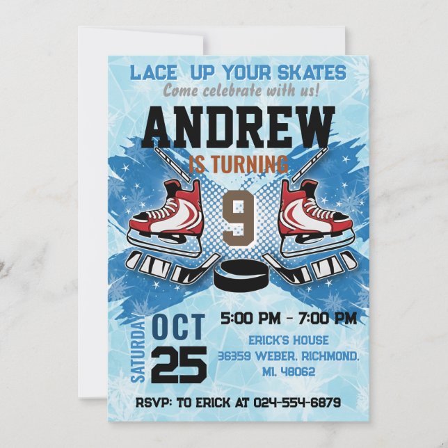 Convite Personal Hockey Birthday Invitation (Frente)