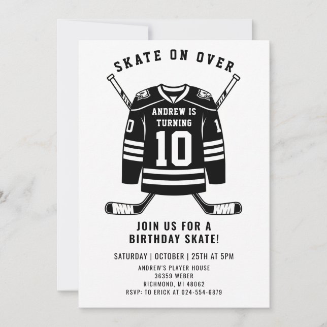 Convite Personal Hockey Theme Birthday Party Invitation (Frente)