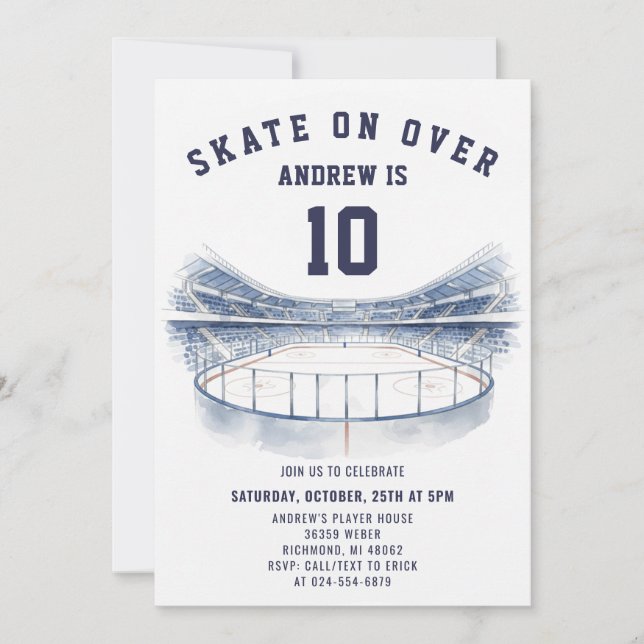 Convite Personal Hockey Theme Birthday Party Invitation (Frente)