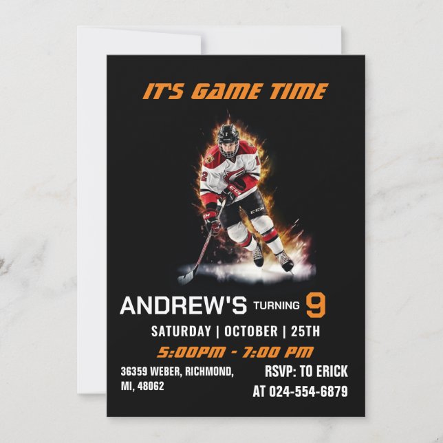Convite Personal Ice Hockey Birthday Invitations (Frente)