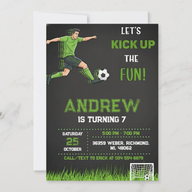 Convite Personal Soccer Birthday Invitation (Frente)