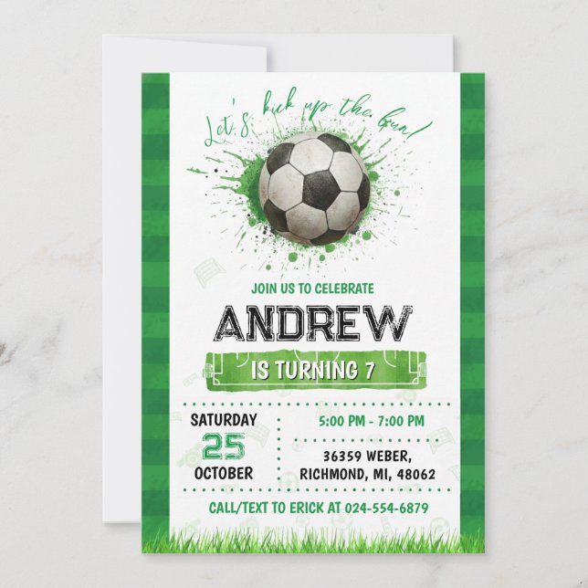Convite Personal Soccer Birthday Invitation (Frente)