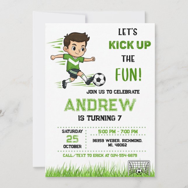 Convite Personal Soccer Birthday Invitation (Frente)