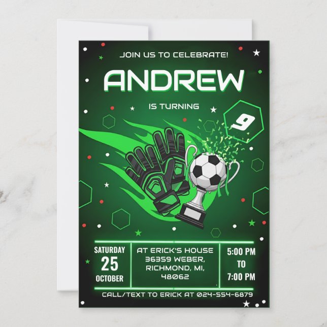 Convite Personal Soccer Birthday Invitation (Frente)