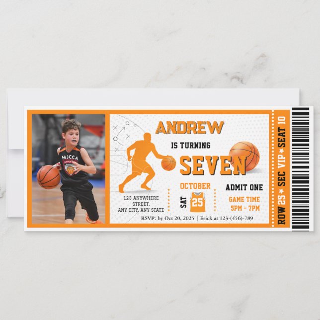 Convite Personal VIP Basketball Game Birthday Ticket (Frente)