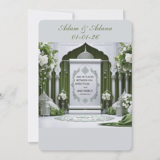 Convite Personalised Islamic Wedding Invitation (Frente)
