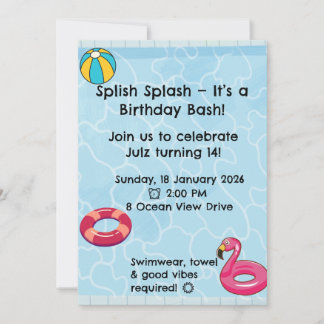 Convite Personalised Kids Pool Party Invitation | Summer
