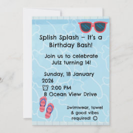 Convite Personalised Kids Pool Party Invitation | Summer