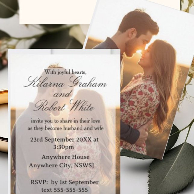 Convite Personalised Photo Wedding Invitation (Criador carregado)