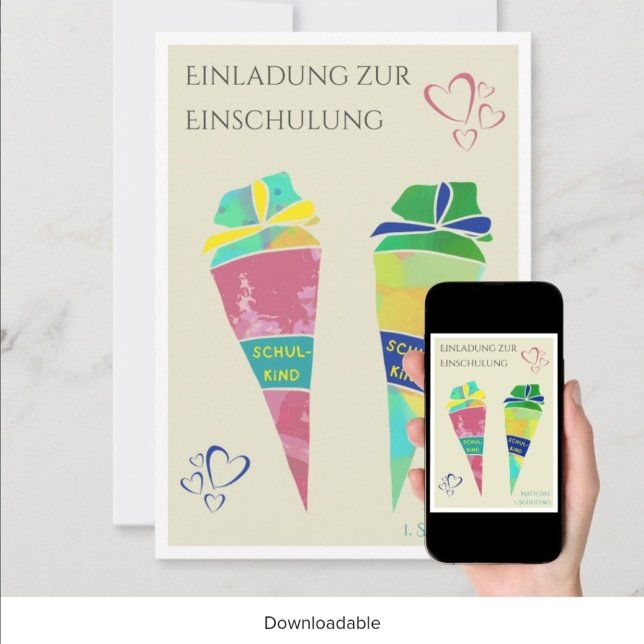 Convite Personalisierbare Einladung Einschulung deutsch  (Criador carregado)