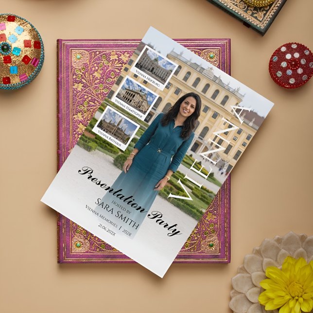 Convite Personalisierte Wien Präsentationsabend Einladung  (Personalize this elegant Vienna invitation with your own photos and event details.)