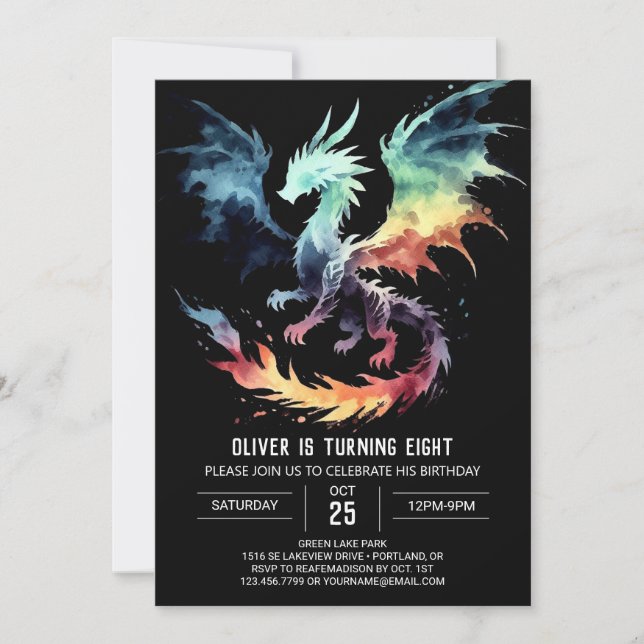 Convite Personalização de Aniversário do Dragão de Fiery (Frente)