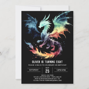 Convite Personalização de Aniversário do Dragão de Fiery