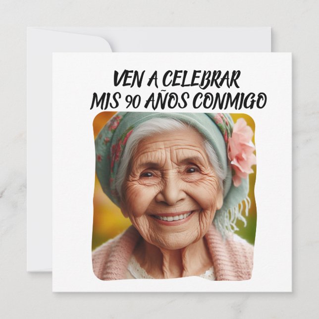 Convite Personalização de Foto: 90 Años (Frente)