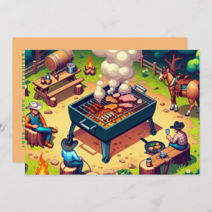 Convite Personalização de Grelha de Cozinhar de Cowboys Oc